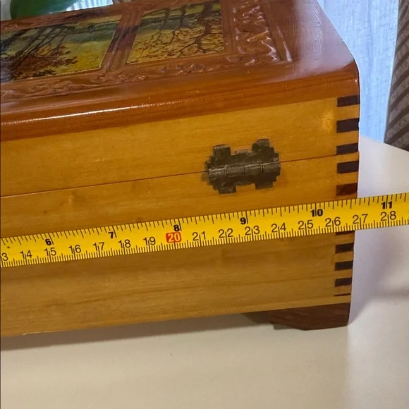 Vintage Cedar Wood Trinket Box, Lake Decoupage (MCM) - Picture 5 of 11